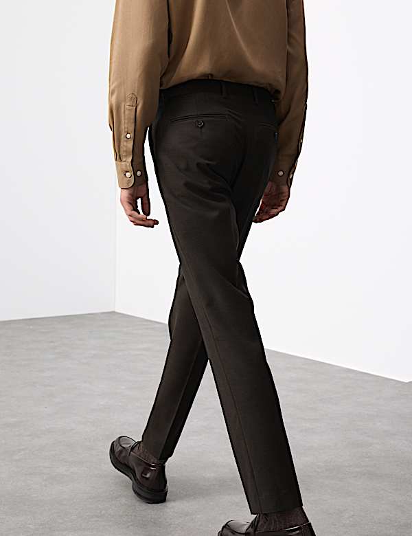 מכנסי חליפה מתערובת צמר בגזרה מחויטת - IL