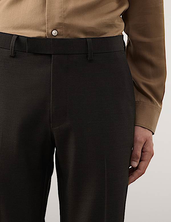 מכנסי חליפה מתערובת צמר בגזרה מחויטת - IL