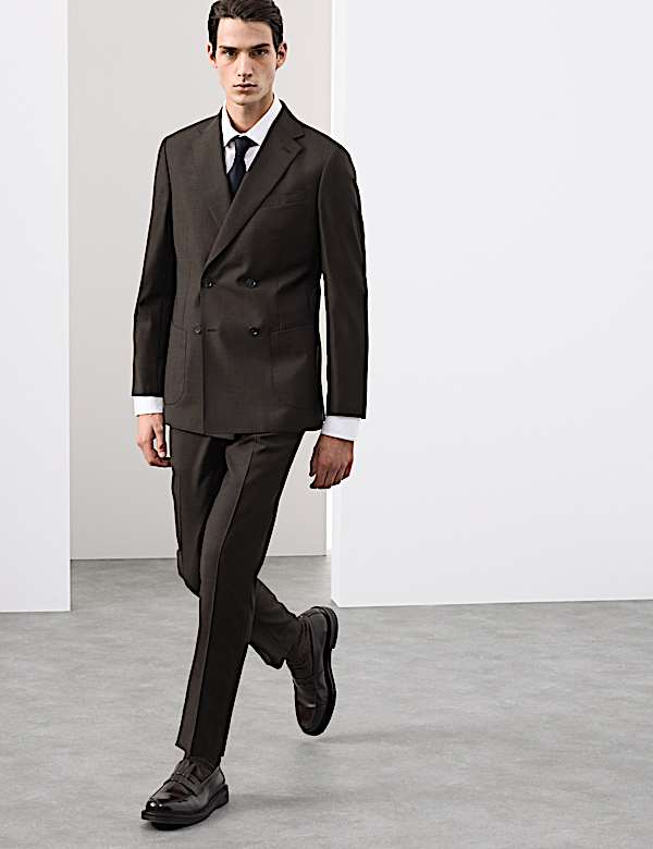 מכנסי חליפה מתערובת צמר בגזרה מחויטת - IL