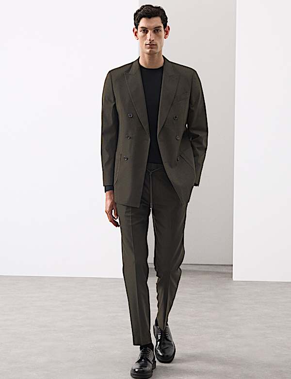 Tailored Fit Italian Wool Blend Performance Trousers - CA
