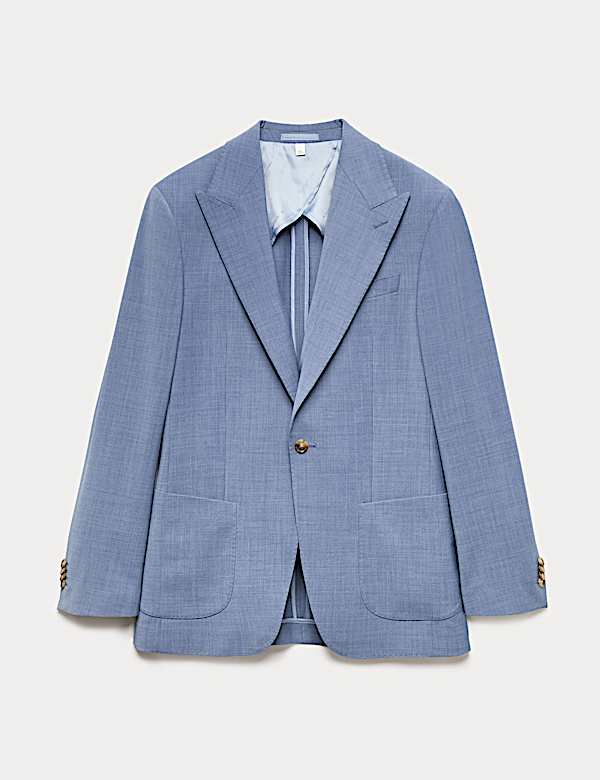 Tailored Fit Wool Blend Hopsack Stretch Suit Jacket - DK