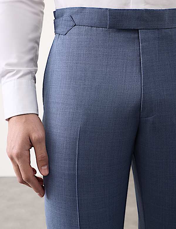Tailored Fit Wool Blend Hopsack Suit Trousers - SI