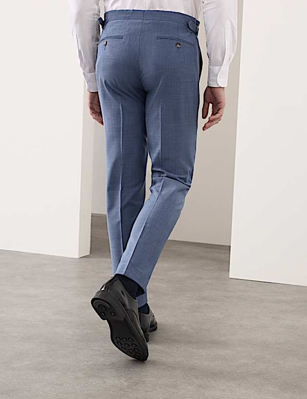 Tailored Fit Wool Blend Hopsack Suit Trousers - SI