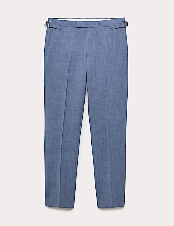 Tailored Fit Wool Blend Hopsack Suit Trousers - SI