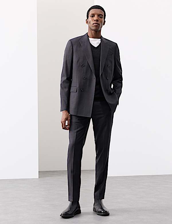 Pure Wool Double Breasted Check Jacket - NZ