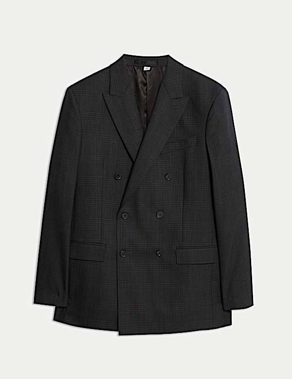 Pure Wool Double Breasted Check Jacket - NZ