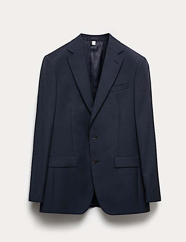 Tailored Fit Pure Wool Check Suit Jacket - LV