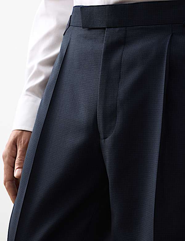 Pantalon coupe ajustée à petits carreaux 100 % laine - FR