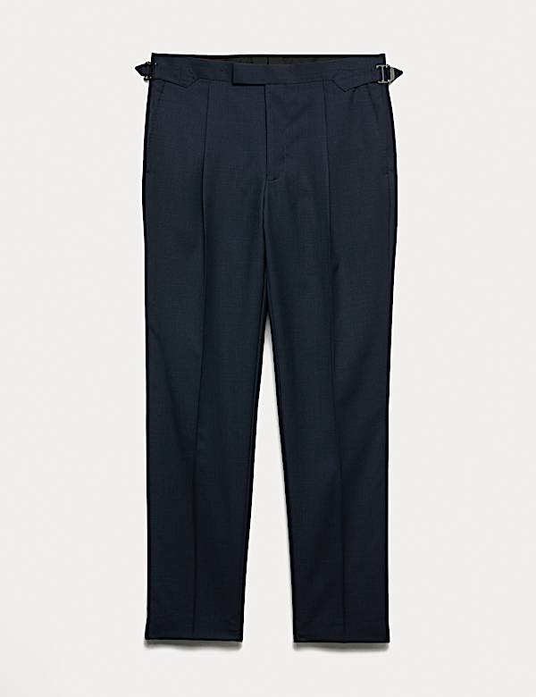Couture-Hose aus reiner Wolle mit Mikro-Karomuster - DE