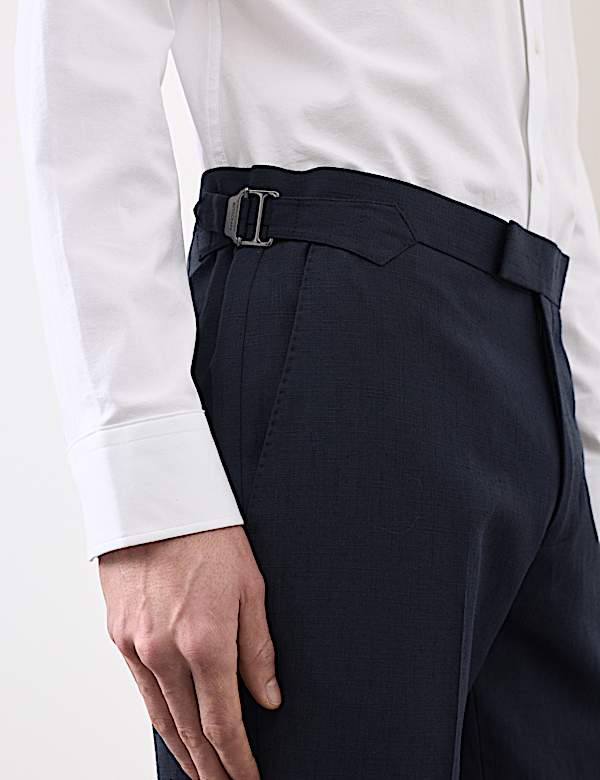 Wool Linen Blend Slub Suit Trousers - LU