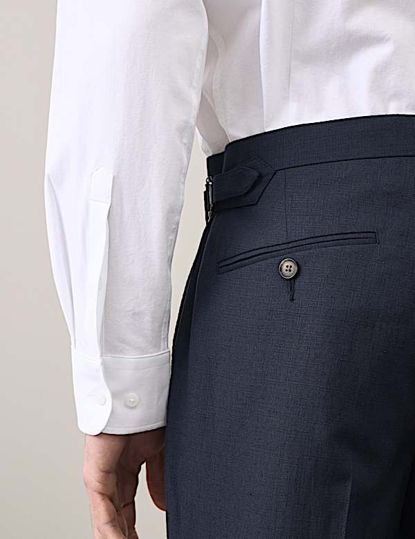 Wool Linen Blend Slub Suit Trousers - LU