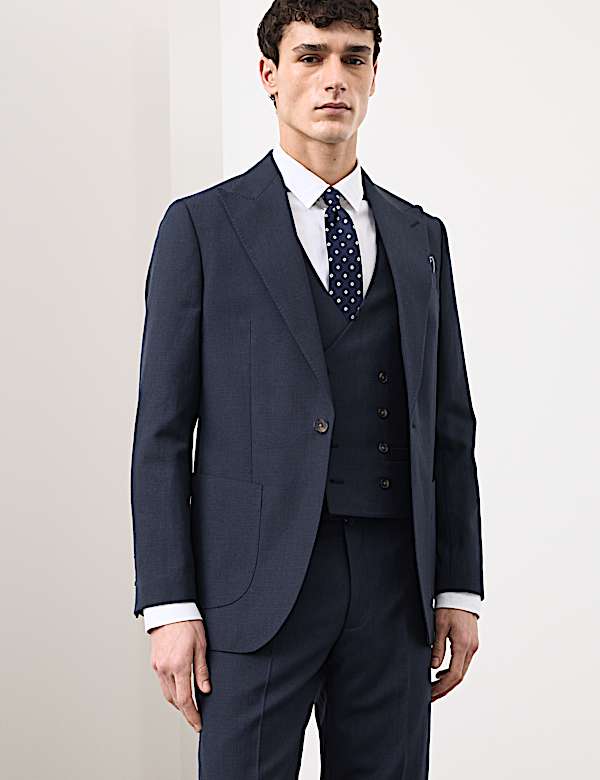 Wool Linen Blend Slub Suit Trousers - LU