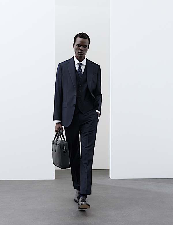 Tailored Fit Wool Blend Suit Trousers - EE