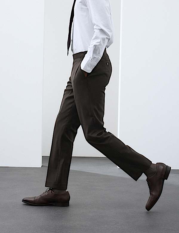 Tailored Fit Wool Blend Suit Trousers - TW