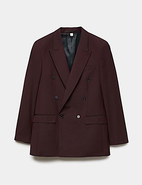 Merino Wool Rich Double Breasted Suit Jacket - AL