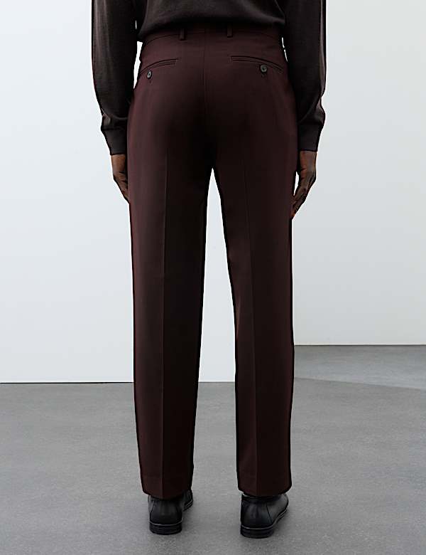 Regular Fit Wool Rich Suit Trousers with Merino Wool - AL