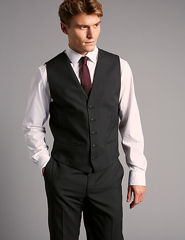 Charcoal Tailored Fit Italian Wool Waistcoat