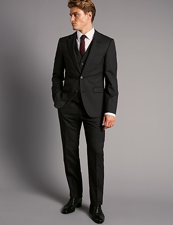 Charcoal Tailored Fit Italian Wool Waistcoat