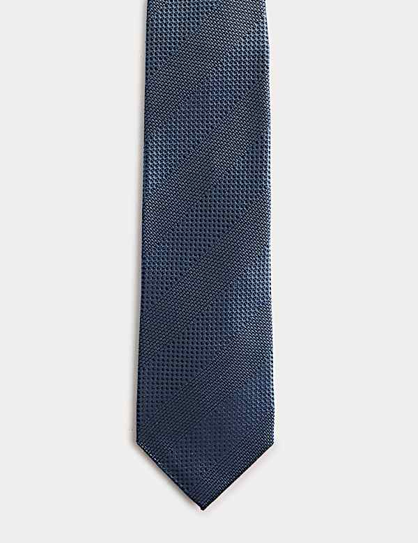 Textured Striped Pure Silk Tie - AT