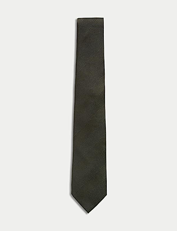 Textured Striped Pure Silk Tie - LT