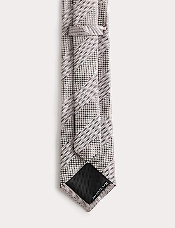 Textured Striped Pure Silk Tie - NZ
