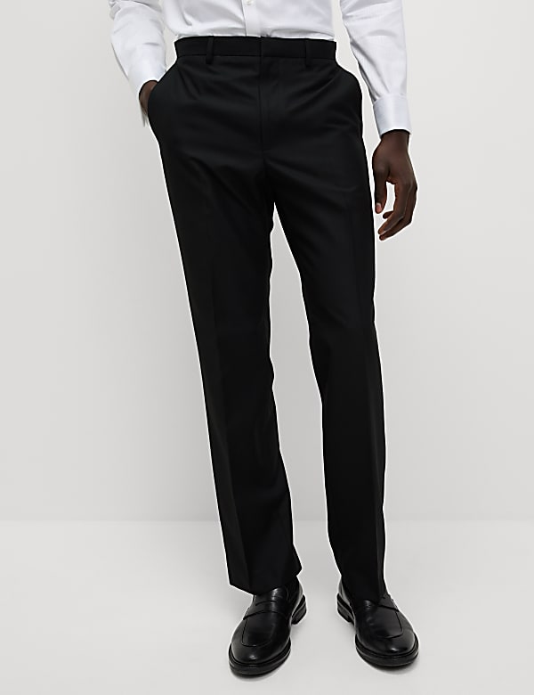Marks Spencer Regular Fit Suit Trousers Black 32 SHT