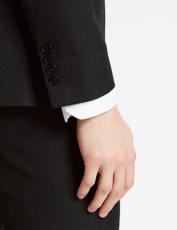 Charcoal Textured Slim Fit Suit Jacket