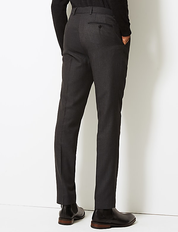 Charcoal Textured Slim Fit Suit Trousers