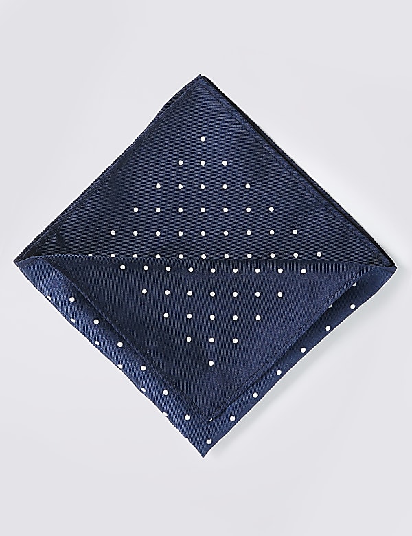 Pure Silk Spot Print Pocket Square - JE