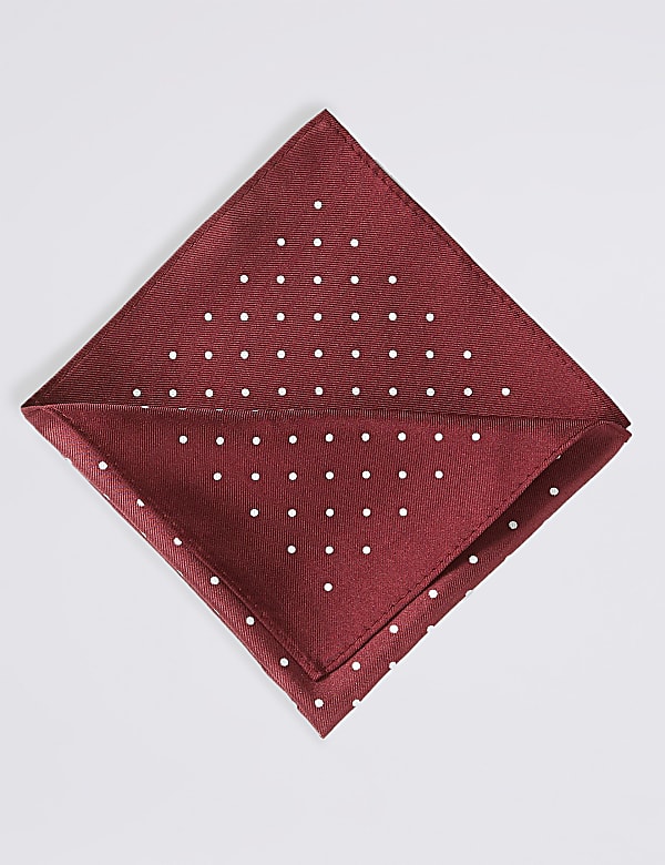 Pure Silk Spot Print Pocket Square - CZ