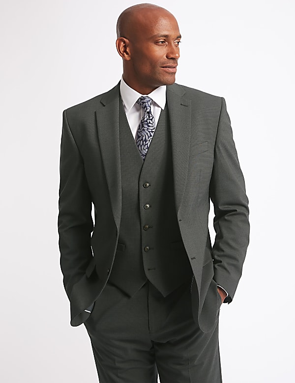 Charcoal Textured Regular Fit Jacket