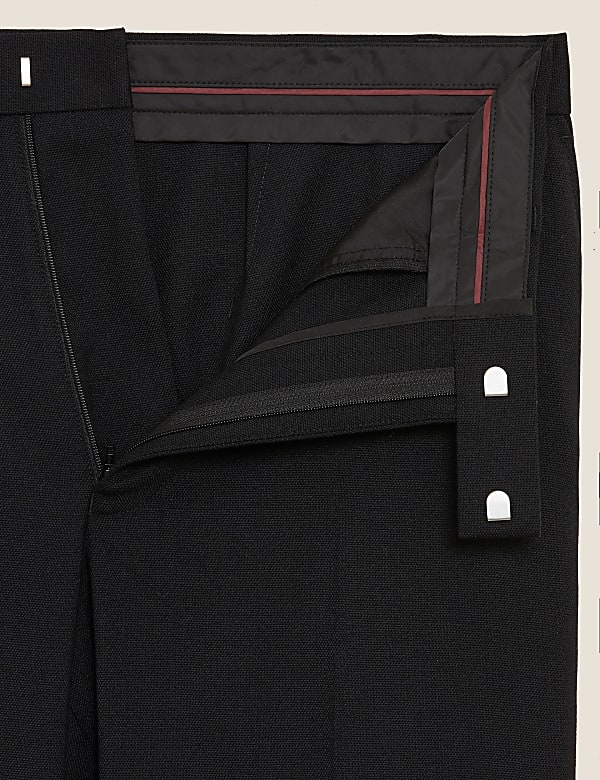 Black Slim Fit Wool Blend Textured Trousers