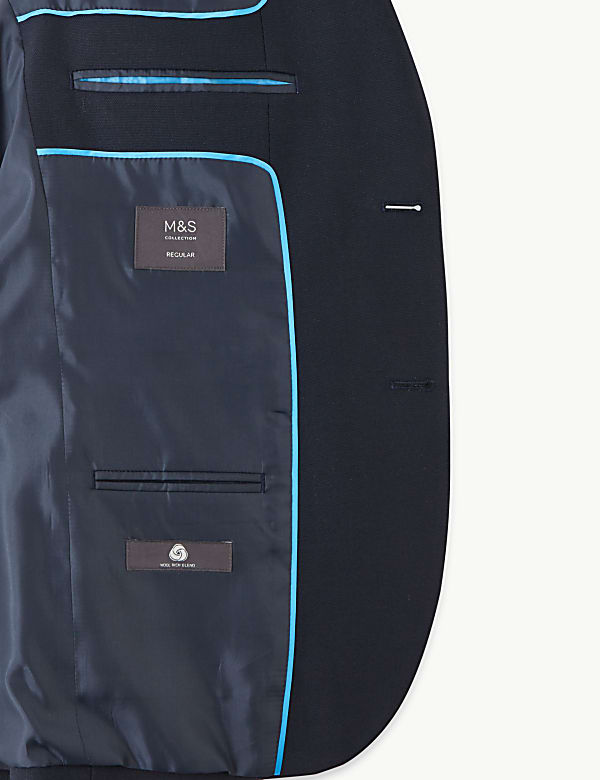 Navy Slim Fit Wool Blend Texture Suit Jacket