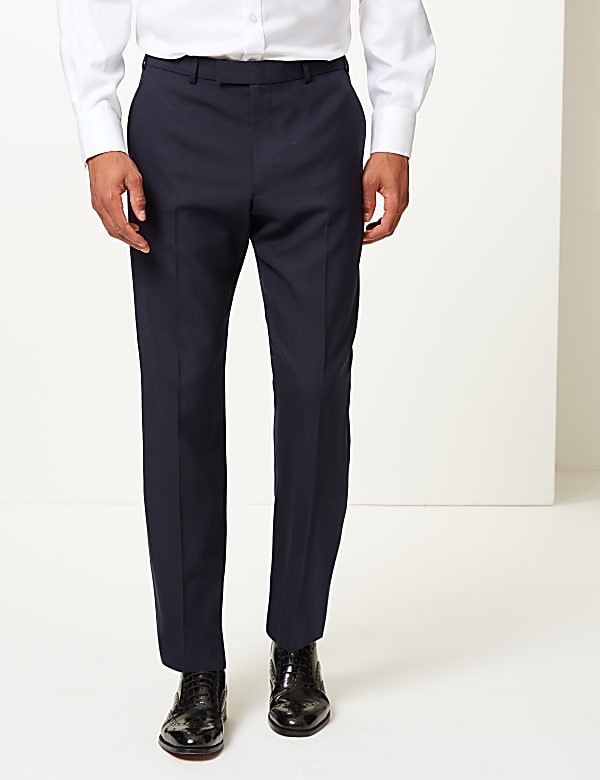 Regular Fit Wool Blend Suit Trousers