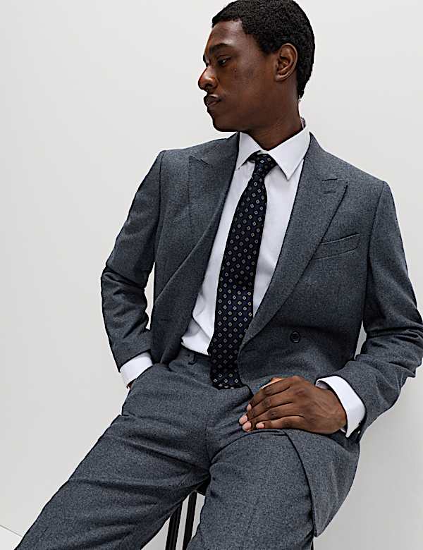Chaqueta de traje cruzada en tweed de lana de corte sastre y doble botonadura - ES