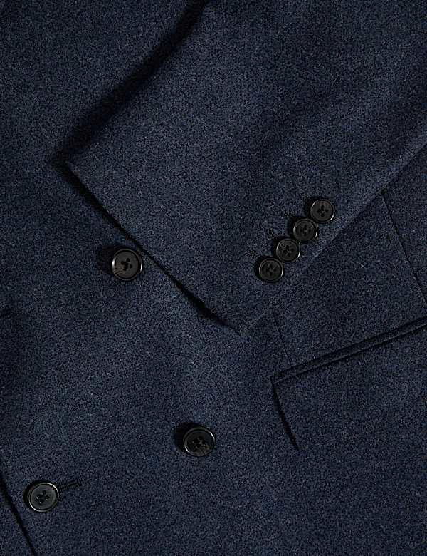 Tailored Fit Wool Rich Tweed Double Breasted Suit Jacket - NZ