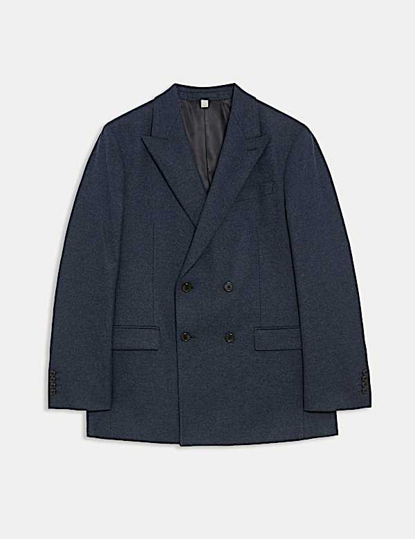 Tailored Fit Wool Rich Tweed Double Breasted Suit Jacket - NZ