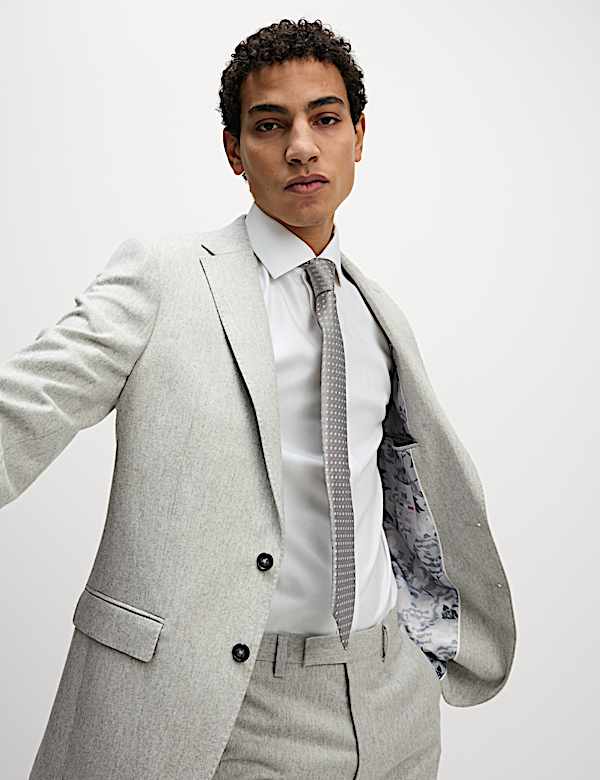 Tailored Fit Wool Rich Tweed Suit Jacket - AU