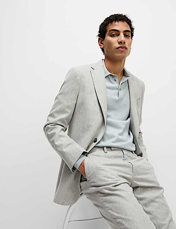 Tailored Fit Wool Rich Tweed Suit Jacket - NL