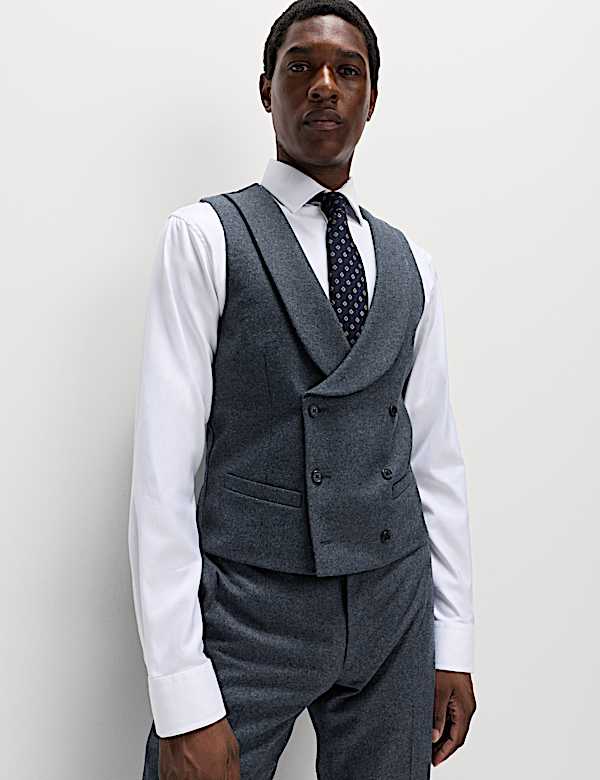 Wool Rich Tweed Double Breasted Waistcoat - SI