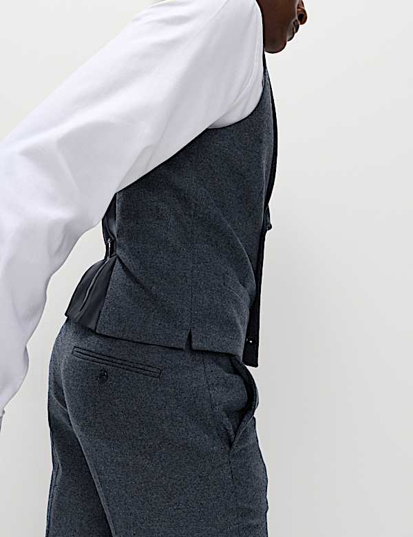 Wool Rich Tweed Double Breasted Waistcoat - SI