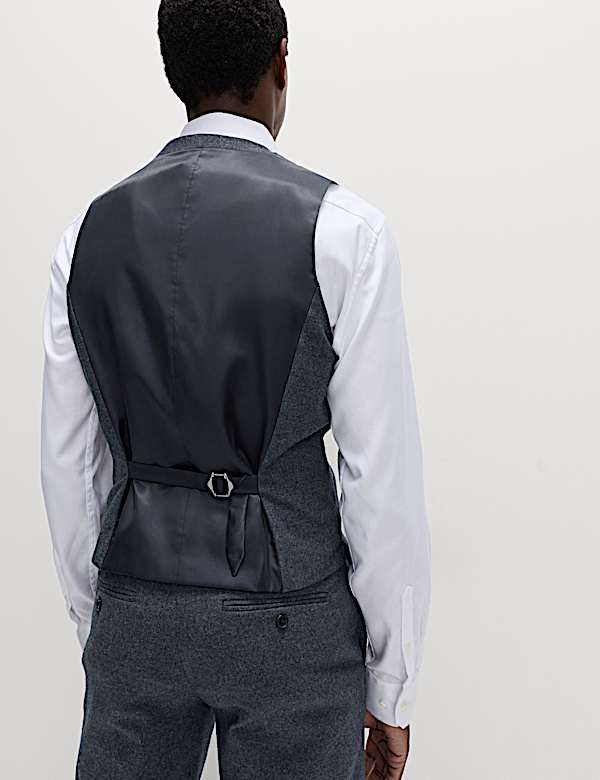Wool Rich Tweed Double Breasted Waistcoat - SI