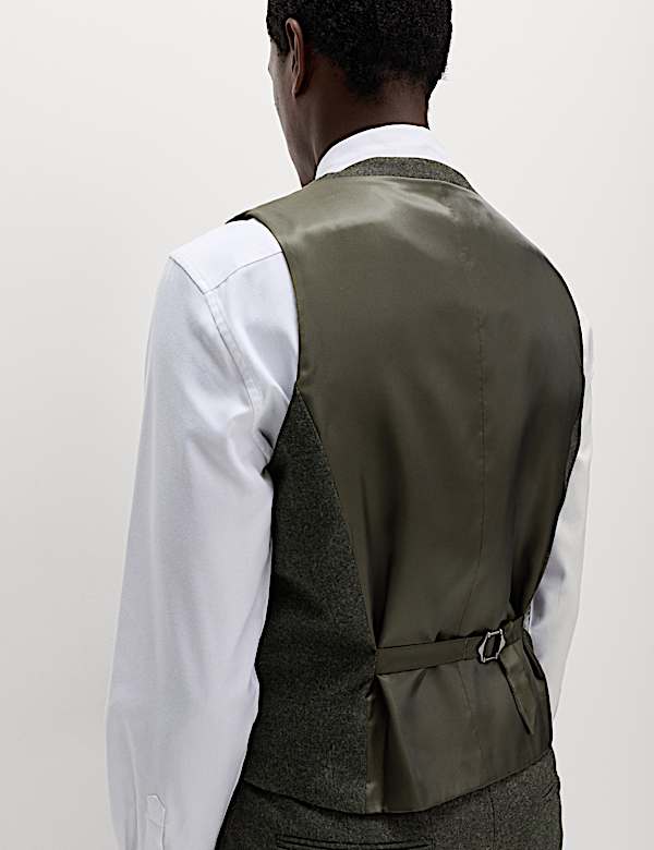 Wool Rich Tweed Double Breasted Waistcoat - GR