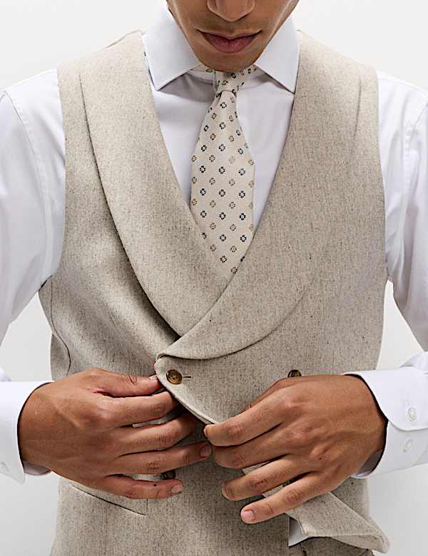 Wool Rich Tweed Double Breasted Waistcoat - US