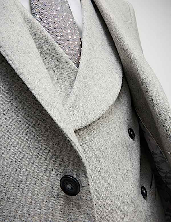 Wool Rich Tweed Double Breasted Waistcoat - CN