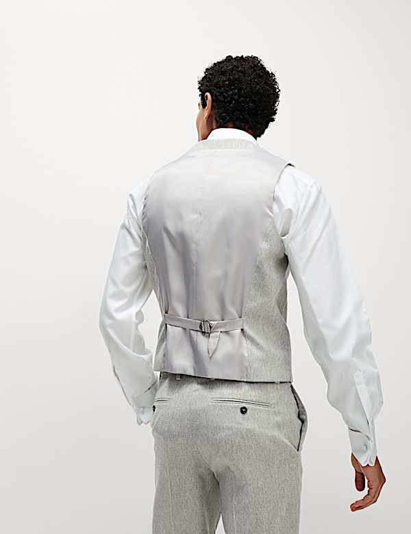 Wool Rich Tweed Double Breasted Waistcoat - CN