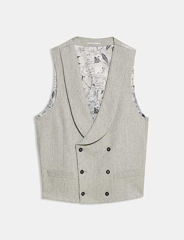 Wool Rich Tweed Double Breasted Waistcoat - CN