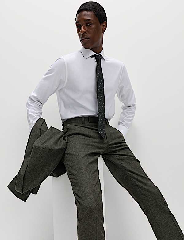 Tailored Fit Wool Rich Tweed Suit Trousers - IL