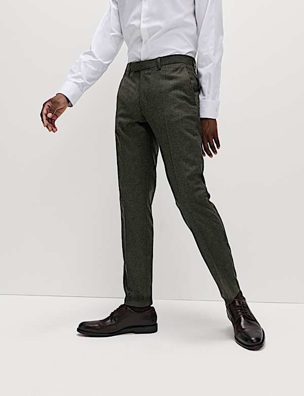Tailored Fit Wool Rich Tweed Suit Trousers - IL