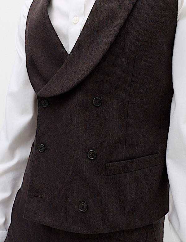 Wool Rich Check Double Breasted Waistcoat - KG